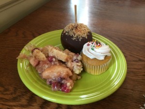 Fall Served Kimball Style: Apple Cranberry Crisp, Chocolate Covered Apples, and Pumpkin Spice Cupcakes