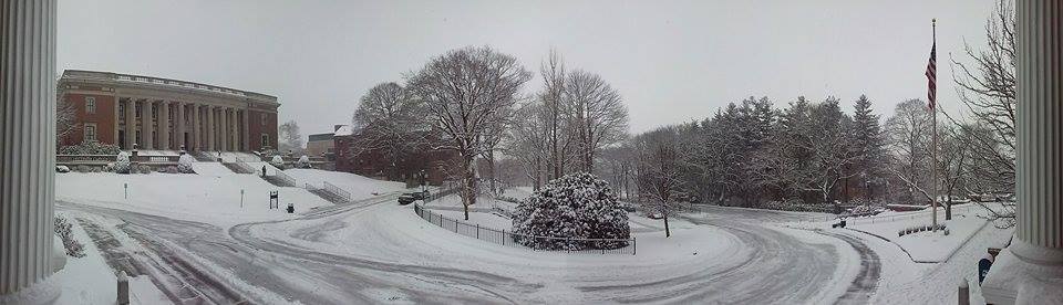 Snow blankets the Holy Cross campus